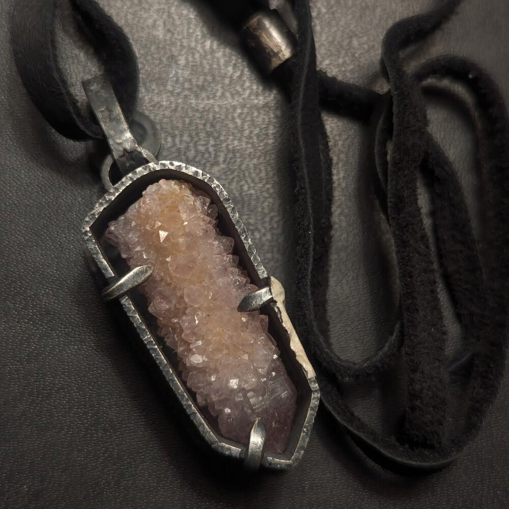 NEW Handmade Silver/ Spirit Quartz / Wunjo Rune Amulet